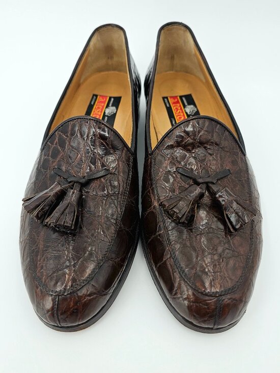 A. Testoni Tassel Loafers Brown Leather Alligator Brogue Shoes Mens Size US 9.5N main image 11
